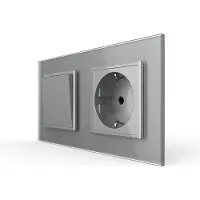 Livolo | Grijs | 1+SR | Aan/Uit | Wipschakelaar met wandcontactdoos -