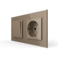 Livolo | Goud | 1+SR | Aan/Uit | Wipschakelaar met wandcontactdoos -