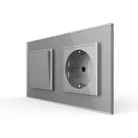 Livolo | Grijs | 2+SR | Aan/Uit | Wipschakelaar met wandcontactdoos -