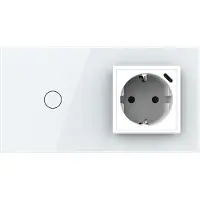 Livolo Schakelaar met wandcontactdoos + USB-C Oplader | Wit | Aan/Uit