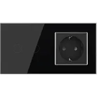 Livolo Schakelaar | Wandcontactdoos | | Zwart | 2+SR | Aan/Uit