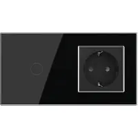 Livolo Schakelaar | Wandcontactdoos | | Zwart | 1+SR | Aan/Uit