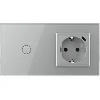 Livolo Schakelaar met wandcontactdoos + USB-C Oplader | Grijs | Aan/Uit