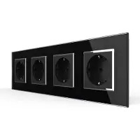 Livolo Wandcontactdoos | Zwart | 4-Voudig Stopcontact | Chrome frame |