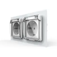 Livolo Wandcontactdoos met klapdeksel | Wit | 2-Voudige Stopcontact | IP44