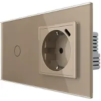 Livolo | Goud | 1+SR | Aan/Uit | Schakelaar met wandcontactdoos +