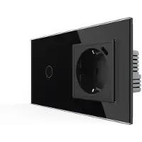 Livolo | Zwart | 1+SR | Aan/Uit | Schakelaar met wandcontactdoos +