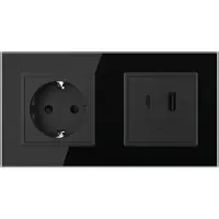 Livolo | Zwart | SR+SR | Wandcontactdoos | USB + USB type C oplader -