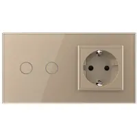 Livolo Schakelaar | Wandcontactdoos | | Goud | 2+SR | Aan/Uit