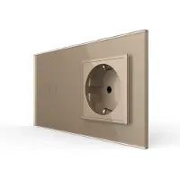 Livolo | Goud | 1+SR | Dimmer | Schakelaar met wandcontactdoos -
