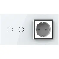 Livolo Schakelaar | Wandcontactdoos | Wit/Chrome | | 2+SR | Aan/Uit