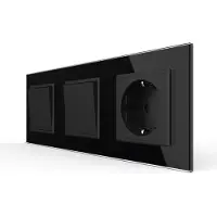 Livolo | Zwart | 1+1+SR | Aan/Uit | Wipschakelaar met wandcontactdoos