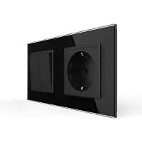 Livolo | Zwart | 2+SR | Aan/Uit | Wipschakelaar met wandcontactdoos -