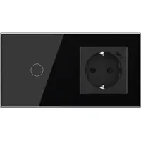 Livolo Schakelaar met wandcontactdoos + USB-C Oplader | Zwart | Aan/Uit