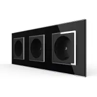 Livolo Wandcontactdoos | Zwart | 3-Voudig Stopcontact | Chrome frame |