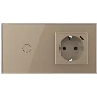 Livolo Schakelaar met wandcontactdoos + USB-C Oplader | Goud | Aan/Uit