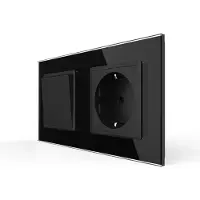 Livolo | Zwart | 1+SR | Aan/Uit | Wipschakelaar met wandcontactdoos -