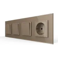 Livolo | Goud | 1+1+1+SR | Aan/Uit | Wipschakelaar met wandcontactdoos