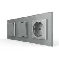 Livolo | Grijs | 1+2+SR | Aan/Uit | Wipschakelaar met wandcontactdoos