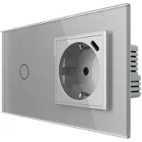 Livolo | Grijs | 1+SR | Aan/Uit | Schakelaar met wandcontactdoos +