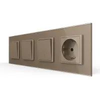 Livolo | Goud | 1+1+2+SR | Aan/Uit | Wipschakelaar met wandcontactdoos