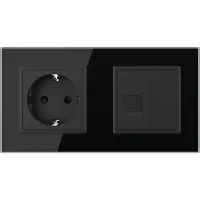 Livolo | Zwart | SR+SR | Wandcontactdoos | Netwerk | Blindplaat -