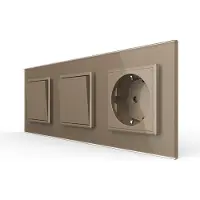 Livolo | Goud | 2+2+SR | Aan/Uit | Wipschakelaar met wandcontactdoos -