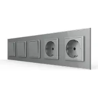 Livolo | Grijs | 1+2+2+SR+SR | Aan/Uit | Wipschakelaar met dubbele
