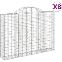 vidaXL Schanskorven 8 st gewelfd 200x30x140/160 cm ijzer