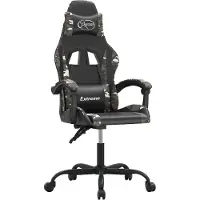 vidaXL Gamestoel draaibaar kunstleer zwart en camouflage