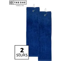 The One Towelling Golfhanddoeken - 40 x 50 cm- 2 Stuks - Sporthanddoek - Voordeelverpakking - Terry Velours - 100% Gekamd Katoen - Met metaal oog en karabijnhaak - Marineblauw