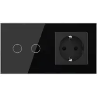 Livolo Schakelaar | Wandcontactdoos | | Zwart | 2+SR | Aan/Uit