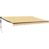 vidaXL Luifel automatisch uitschuifbaar 4,5x3 m geel en wit