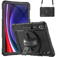 Accezz Rugged Backcover met schouderstrap Samsung Galaxy Tab S9 Ultra Zwart
