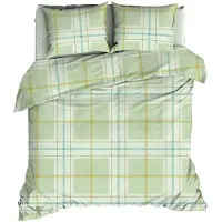 Romanette Dekbedovertrek Rubik Leek Groen Katoen-240 x 200 / 220 cm | Lits-Jumeaux