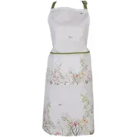 Clayre & Eef Keukenschort 70x85 cm Wit Katoen Bloemen Wit