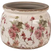 Clayre & Eef Bloempot Ø 20x15 cm Beige Roze Keramiek Bloemen Bloempot Binnen Beige Bloempot Binnen