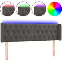 vidaXL Hoofdbord LED 147x16x78/88 cm fluweel donkergrijs