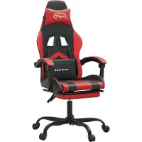 vidaXL Gamestoel draaibaar met voetensteun kunstleer zwart en rood