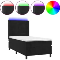 vidaXL Boxspring met matras en LED fluweel zwart 100x200 cm
