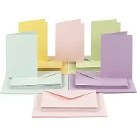Packlinq Kaarten en enveloppen, afmeting kaart 10,5x15 cm pastelkleuren, 50 set