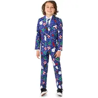 Suitmeister Christmas Snowman Blue - Kids Pak - Kerst Outfit - Blauw - 10-12 jaar - Maat L