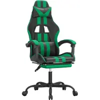 vidaXL Gamestoel draaibaar met voetensteun kunstleer zwart en groen