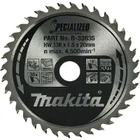 Makita B-33635 Specialized Cirkelzaagblad Voor Hout - 136 X 20 X 36T