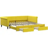 vidaXL Slaapbank met onderschuifbed en lades 100x200 cm fluweel geel