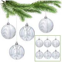 Sarcia.eu Zilveren kerstballen, set kunststof kerstballen met glitter, kerstboomversiering 7cm, 6 stuks
