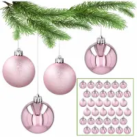 Sarcia.eu Roze kerstballen, set kunststof kerstballen, kerstboomversiering 5 cm, 36 st.