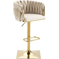 Merax Vintage Barkrukken Set van 2 - Barkruk - Barstoel met Voetensteun en Rugleuning - Beige met Goud