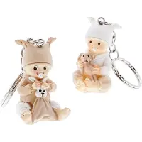 Marco Sleutelhanger Baby Bybo - Twins - 24 stuks - 12x Wit en 12x Beige - Uitdeelcadeautjes
