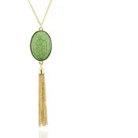 Deja Jewels Halsketting Ovale Natuursteen - Groen